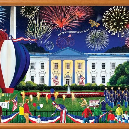 Masterpieces - 500 Piece Jigsaw Puzzle, Large EZ Grip Shapes, White House Fireworks, Fun for Adults, Seniors, Family, Kids, 19.25" x 26.75"