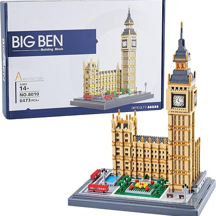 Micro Building Blocks - Big Ben London Famous Architecture Model, 6473 Pieces, Advanced DIY Puzzle for Adults & Teens 14+, Collectible Display Set, Creative Gift Idea