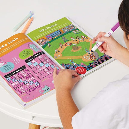 2026 Puzzle Fun Activity Book Gift Set for Kids 6 and Up, 4 Fun Books with Brain Teasers, Mazes, Word Games and More, Travel Activity and Puzzle Game Books for Kids