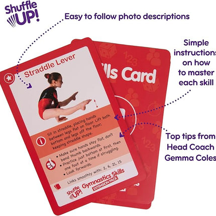 Shuffle Up Gymnastics Games Skills Pack - Family Games with 22 New Fun & Active Skills Cards for Kids, Gymnastics Equipment for Kids, Gymnastics Gifts for Girls & Boys