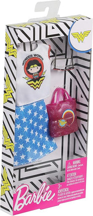Barbie Clothes: Wonder Woman Outfit Doll with Graphic Top, Star-Print Skirt, Purse and Sunglasses, Gift for 3 to 8 Year Olds