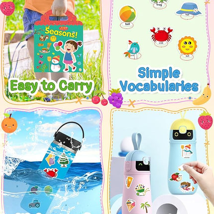 Benresive Reusable Sticker Book for Toddlers 2-4 Years, Fun Travel Stickers for Kids, Waterproof Sticker Books for Toddlers 1-3, Crafts Activities for Todddlers 1-3 2-4 3-5 - Season