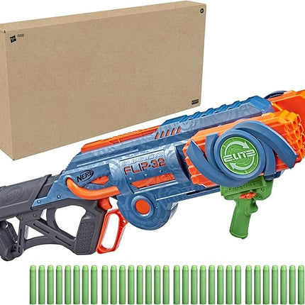 Nerf Elite 2.0 Flipshots Flip-32 Blaster with 32 Dart Barrels That Flip to Double Your Firepower, 32-Dart Capacity, 32 Elite Darts