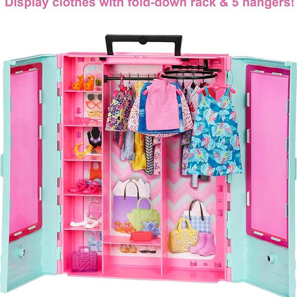 Barbie Closet Playset with 3 Outfits, Styling Accessories & Hangers, Mix & Match Clothes for 50+ Looks
