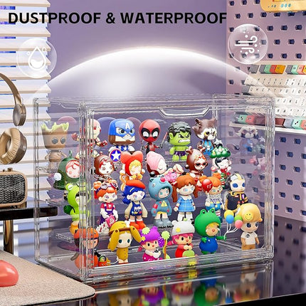Clear Acrylic Display Case for Collectibles 4 Layer Hobby Figure Display Case Box with Shelves Stackable Figurine Display Shelf for Funko Pop, Pop Mart, Labubu, Model, 1 Pack