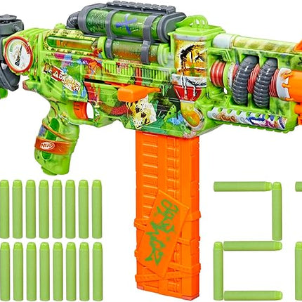 Nerf Zombie Corrupter Dart Blaster, 22 Nerf Elite Darts, 18 Dart Clip, Dart Storage, Bolt Action, Outdoor Games, Ages 8+