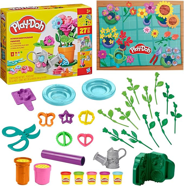 Play-Doh Flower Shop Playset, 27 Garden Toy Accessories, Kids Arts & Crafts, 3+