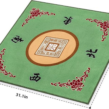 Yellow Mountain Imports Table Cover for Mahjong, Poker, Card Games, Board Games, Tile Games, and Dominoes - Green, 31.1 Inches