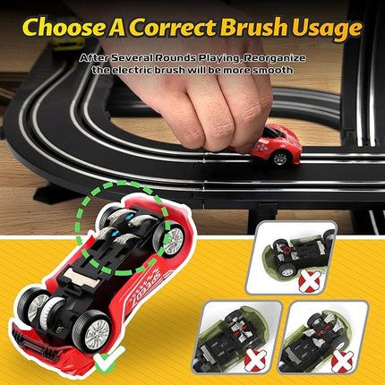 23 FT Powered Electric Race Track Set with Loop, Turns and Crossover - Includes 4 Slot Cars - Toys & Gifts for Boys Age 4-8