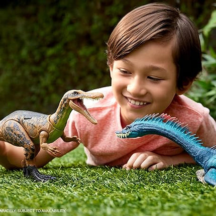 Mattel Jurassic World Chaos Theory Gigantic Trackers Suchomimus Dinosaur Action Figure, Large Species Toy with Thrash Attack & Chomp, Digital Play