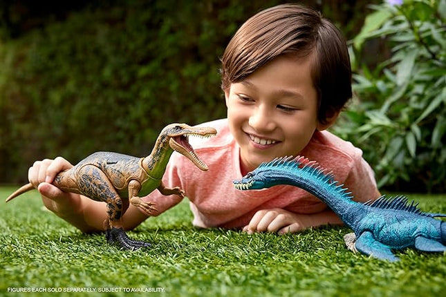 Mattel Jurassic World Chaos Theory Gigantic Trackers Suchomimus Dinosaur Action Figure, Large Species Toy with Thrash Attack & Chomp, Digital Play