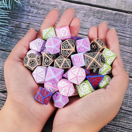 CiaraQ Polyhedral Dice Set - DND Role Playing Dice for Dungeons and Dragons RPG Table Games, Multi-Color, 42pcs