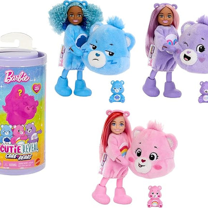 Barbie Cutie Reveal Chelsea Doll & Accessories, Care Bears Series, Small Doll with Costume & 6 Surprises (Styles May Vary)