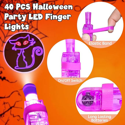 40 PCS Halloween Party Favors for Kids Light Up Finger Lights, Halloween Glow in the Dark Toys Bulk Goodie Bags Stuffers Fillers Non Candy Trick or Treat Toys Halloween Prizes Classroom Party Supplies