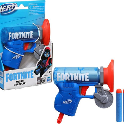 Nerf Fortnite MicroShots Micro Grappler Mini Dart-Firing Blaster, Fortnite Grappler Equipment Design, Includes 2 Official Nerf Elite Darts
