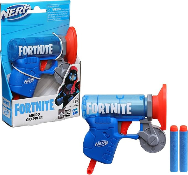 Nerf Fortnite MicroShots Micro Grappler Mini Dart-Firing Blaster, Fortnite Grappler Equipment Design, Includes 2 Official Nerf Elite Darts