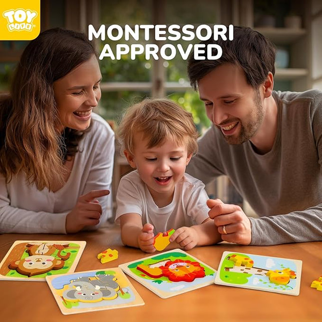 TOY Life Wooden Puzzles for Toddlers 2-4, Montessori Toys for 1 2 3 Year Old Boys Girls, Animals Puzzles Educational Learning Toys 2 Year Old, Birthdays Gifts Toy for 2 Year Old Girl Boy