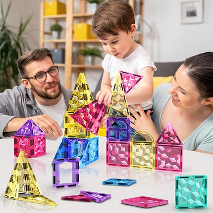 Jasonwell Magnetic Tiles Kids Magnetic Blocks 110PCS Building Sets 3D Magnet Tile Building Blocks Toy Construction Educational STEM Toys Gifts for Toddlers Boys Girls 3 4 5 6 7 8 9 10 + Year Old