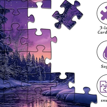 Fantasy Landscape Puzzle for Adults 1000 Pieces, Purple Moonlight Scenery Puzzles, Impossible Nature Scenic Jigsaw Puzzles for Adults Challenge
