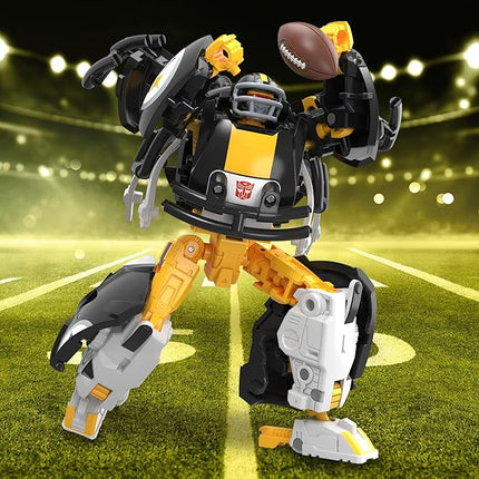 Transformers NFL Pittsburgh Steelers Steelsmash 5.5-Inch Action Figure Changes from Robot to Helmet, Football Toys for Ages 8+
