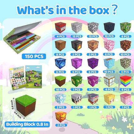 150PCS Magnetic Blocks, Magnetic Building Blocks, Magnet Blocks for Kids Age 3-5 4-8 8-12, STEM Sensory Educational Magnet Stacking Toys Boys Girls Gifts