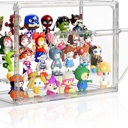 Clear Acrylic Display Case for Collectibles 4 Layer Hobby Figure Display Case Box with Shelves Stackable Figurine Display Shelf for Funko Pop, Pop Mart, Labubu, Model, 1 Pack