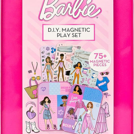 Barbie D.I.Y. Magnetic Play Set, 75 Pieces, 3 Magnetic Dolls, Crafts for Kids Ages 4-8, 4 Year Old Girl Birthday Gifts, Girl Toys, Cute Travel Toy, Fun Airplane Activities, Pretend Play for Girls