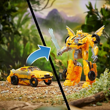 Transformers Toys Rise of The Beasts Movie, Beast-Mode Bumblebee Converting Toy with Lights and Sounds, Ages 6 and up, 10-inch
