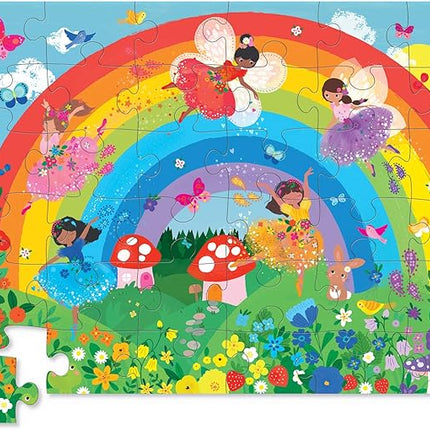 Crocodile Creek 36-Piece Jigsaw Floor Puzzle - Fun Floor Puzzles for Kids Ages 3-5 - Heavy-Duty Shaped Box for Storage - Over The Rainbow - 24" W x 18" H Finished