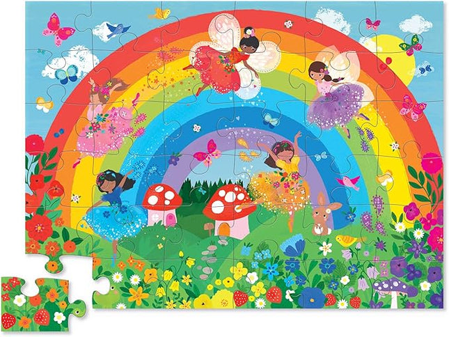 Crocodile Creek 36-Piece Jigsaw Floor Puzzle - Fun Floor Puzzles for Kids Ages 3-5 - Heavy-Duty Shaped Box for Storage - Over The Rainbow - 24" W x 18" H Finished