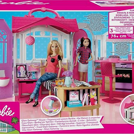 Barbie Doll House, Glam Getaway Portable House Playset with Carry Handle & 20+ Accessories Including Furniture & Décor