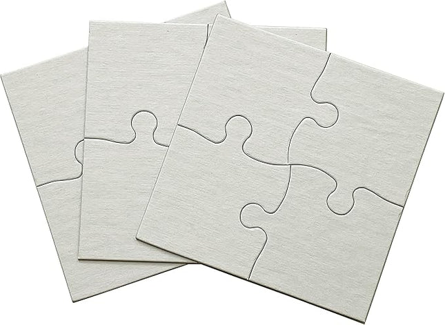 Inovart Lil' Ones 4-Piece Blank Puzzle, 12 Puzzles Per Package, 4" x 4", White
