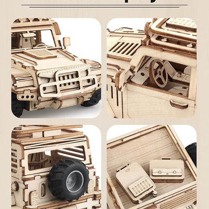 3D Wooden Puzzle Off-Road Car for Adults, Brain Teaser 3D Puzzles for Kids and Adults to Build, 125pcs Wood Craft Pull Back Truck Cars, Christmas Birthday Gift for Teens Men Women