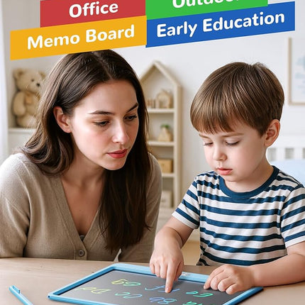 KOKODI LCD Writing Tablet, 12 Inch Colorful Toddler Doodle Board Drawing Tablet, Erasable Reusable Electronic Drawing Pads, Educational and Learning Toy for 3-6 Years Old Boy and Girls(Blue)