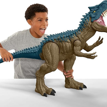 Mattel Jurassic World Super Colossal Allosaurus Action Figure, Extra Large Dinosaur Can Swallow 20 Mini Figures, 38-inch Long XL Action Play Toy