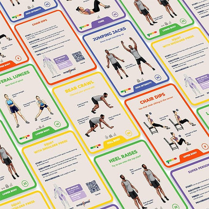 100+ Bodyweight Exercise Flashcards for Home Workout – PhysioSpace’s All in One Exercise Cards & Game Deck for Every Fitness Level with Video Tutorials (No Equipment Needed)
