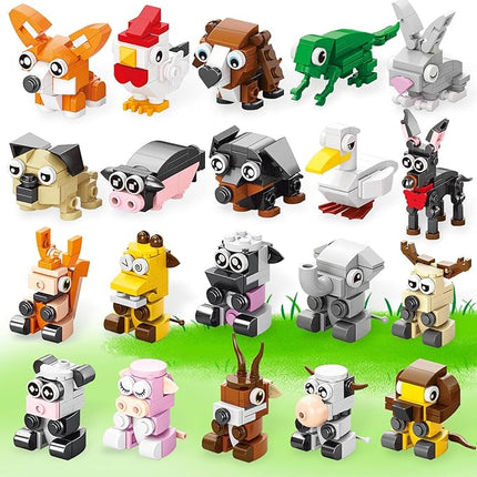 20 Pack Party Favors Building Set for Kids, Mini Animals Building Block Toy, Classroom Prizes Goodie Bags Stocking Stuffer, Easter Gifts Birthday for Boy Girls Age