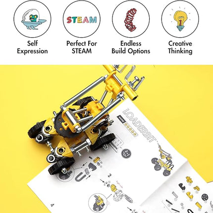 The Off Bits Build Your Own Excavator Toy, 150+ Pcs Vehicle Construction Toys, LoaderBit Educational Stem Building Toys, STEAM Gift for Kids, Engineering Kit for Kids 8 9 10 11 12 Years Old