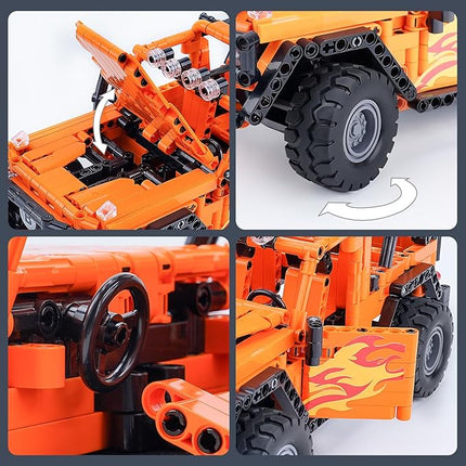 VERTOY STEM Building Car Toys for Kids Boys - Remote & APP Control Block Set, Birthday Gifts for Age 8-12 13+ Year Old, Bigger Orange Model(740+ pcs)