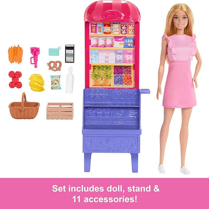 Barbie and Teresa Recipe for Friendship Fashion Doll & Playset, Malibu at The Market Theme with 11 Accessories Including Market Stand & Food