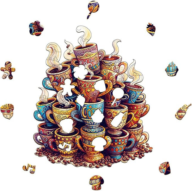 Wooden Puzzles for Adults - Coffee Dream Wood Puzzles Adult - Unique Animal Shape Wooden Jigsaw Puzzles for Adults - Birthday Gifts for Puzzle Lovers, Family (11.4 * 9.6in)