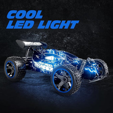 Tecnock RC Cars for Kids, 1:18 Scale 2WD RC Car with LED Lights, 2.4GHz Remote Control Car with USB-C Easy Charging & 50 Mins Playtime, Toys Gifts for Boys & Girls Ages 8-12