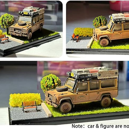 1/64 Scale Street Diorama Display Case- Clear Storage Case with Realistic Urban Road Scene for Hot Wheels, Matchbox & 1:64 Model Cars- Diecast Toy Garage-Fall