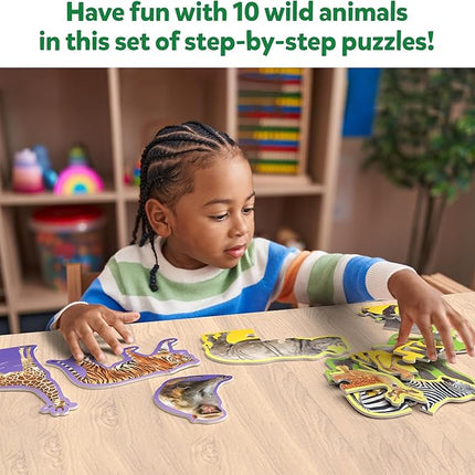 Skillmatics Step by Step Puzzles - 40 Piece Jigsaw & Toddler Puzzle, Montessori Educational Toy for Boys & Girls, Wild Animals, Travel Friendly, Gifts for Kids Ages 3, 4, 5 and Up