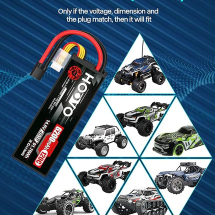 HOOVO 4S Lipo Battery 14.8V 6200mAh 120C RC Car Battery Hard Case with TR Plug Compatible for 1/8 and 1/10 Scale RC Car RC Buggy Truggy Truck Slash 4X4 Crawler Monster RC Hobby 2 Pack