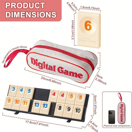 Rummy Cube Game with Portable Bag, Mini Rummy Cube Game for Adult and Kids,106 Tiles, Playing Rack，Travel Set with 4 Tiles Holders for Family Classic Board Games (Travel Edition 2-4 Players)