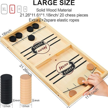 Fast Sling Puck Game - Test Your Speed and Accuracy with This Fast-Paced Wooden Air Hockey Desktop Battle Board Game - Guaranteed Fun Gifts for Family Night or Friends Party