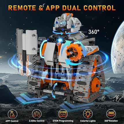 5in1 STEM Building Toys for Kids 6-14, Remote & APP Controlled Mech Robots/Heavy Tanks/Tracked Racer STEM Building Kit for Kid Science Learning, 552 Pcs DIY Building Blocks Set Gifts for Boys & Girls