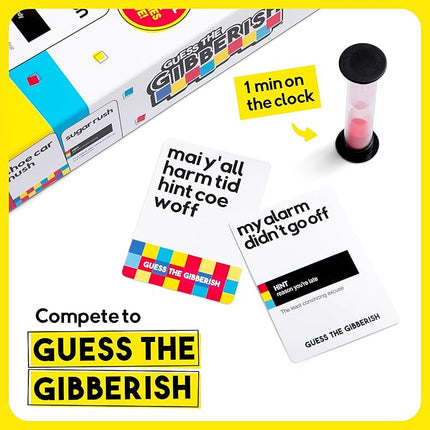 Guess The Gibberish Card Game for Families by Relatable, From The Creators of Incohereant, Fun Kids Games for Kids 12+, Game Night With Friends, Includes 400 Cards, Instructions, and 1 Sand Timer