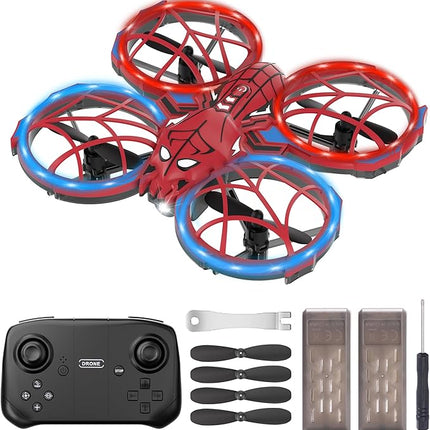 Spider Mini Drone for Kids with 3 Lighting Effects 2 Batteries, RC Helicopter with Altitude Hold, 360° Flips, Headless Mode, 3 Speed, Birthday Gifts Toys for Beginners 8-12 Boys Girls